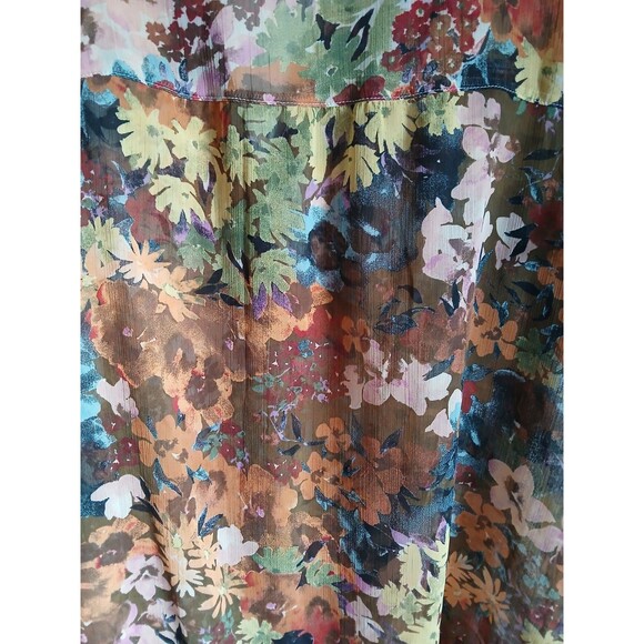 Fig and Flower Top Womens 2X  Lightweight Sheer Button Up Blouse - Picture 7 of 10